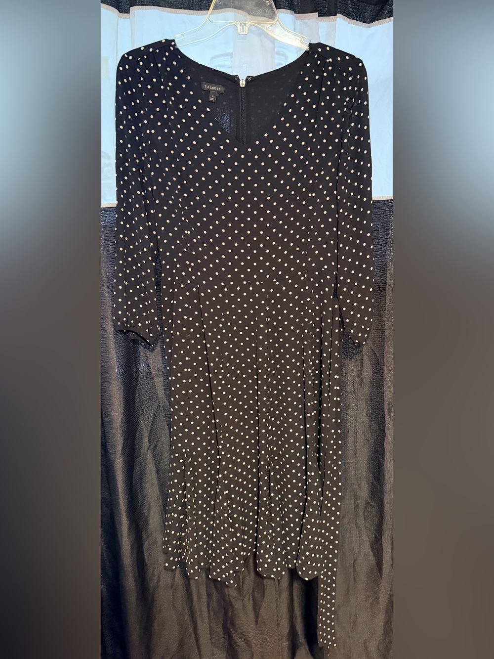 New without Tags Talbots Black Dress with White Polka Dots - Long Sleeve